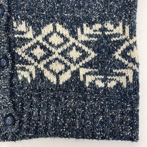 Vtg St Johns Bay Women's Medium Blue Southwest Wool Blend Cardigan - Picture 7 of 11